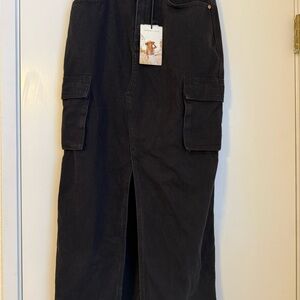 Sincerely Jules Black Cargo Denim  Skirt NWT